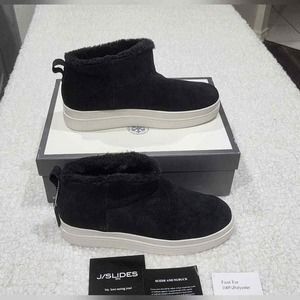 J/Slides black suede and fur‎ ankle boots size 10 new!!